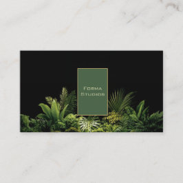 Dark Jungle Tropical Foliage Minimalist Black Visitenkarte