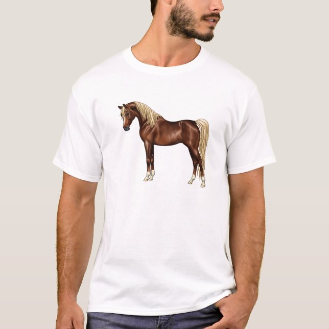 Dark Kastnut Flaxen Mane Ägyptisch Arabian Pferd G T-Shirt (Vorderseite)