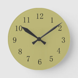 Dark Khaki Green Earth Color Wall Clock Runde Wanduhr