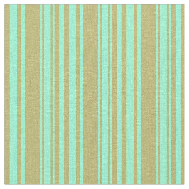 Dark Khaki und Aquamarine Colored Lines Stoff (Nahaufnahme)