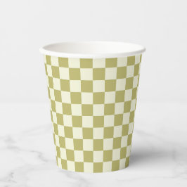 Dark Khaki und Beige Checkerboard Pappbecher
