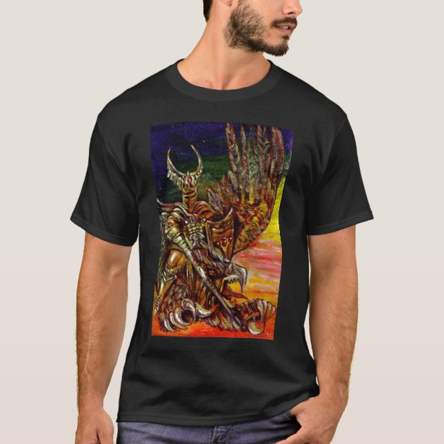 DARK KNIGHT UND DRAGON Fantasy T-Shirt (Vorderseite)