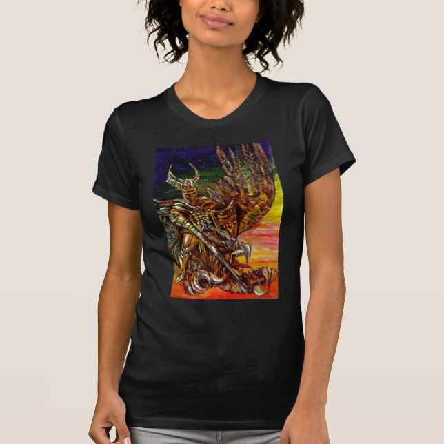 DARK KNIGHT UND DRAGON Fantasy T-Shirt (Vorderseite)
