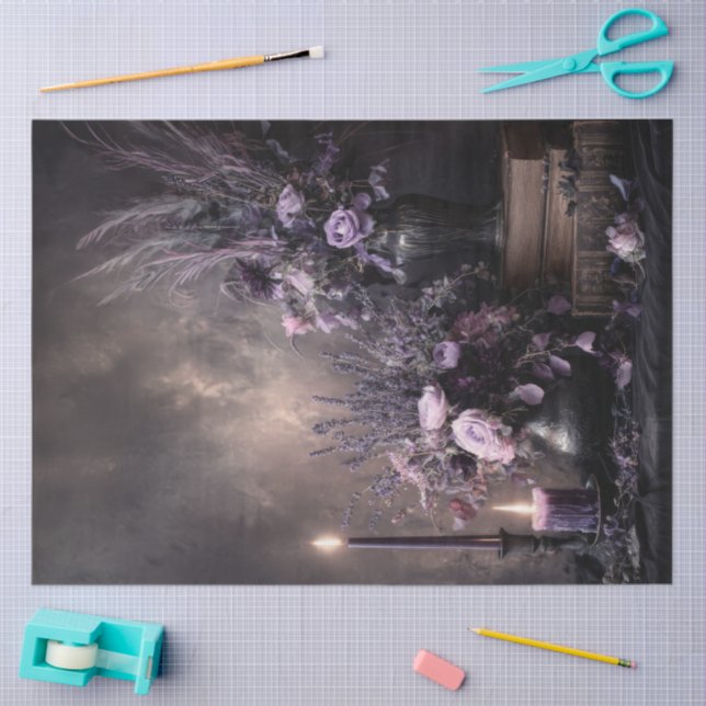 Dark Lavender Floral Bouquet for Decoupage Seidenpapier (Basteln)