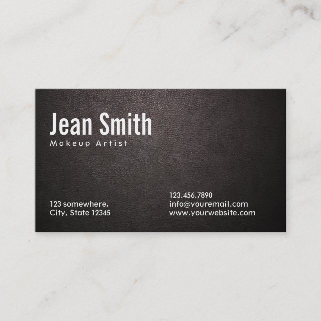 Dark Leather Make-up Artist Business Card Visitenkarte (Vorderseite)