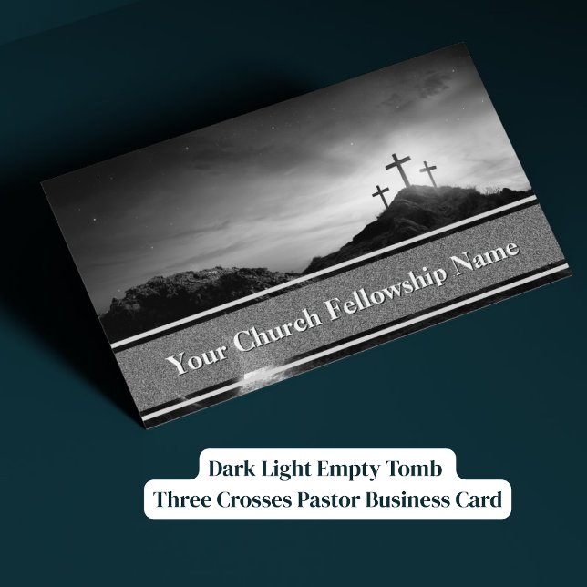 Dark Light Empty Tomb Three Crosses Pastor Visitenkarte (Dark Light Empty Tomb Three Crosses Pastor Business Card)