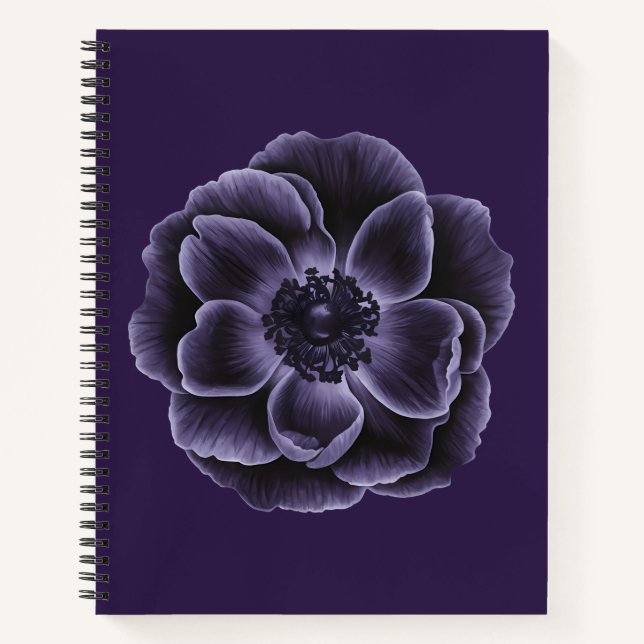 Dark Lila Bloom Botanic Art Design Notizbuch (Vorderseite)