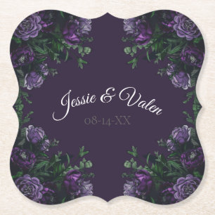 Dark Lila Floral Elegant Wedding Gothic Untersetzer