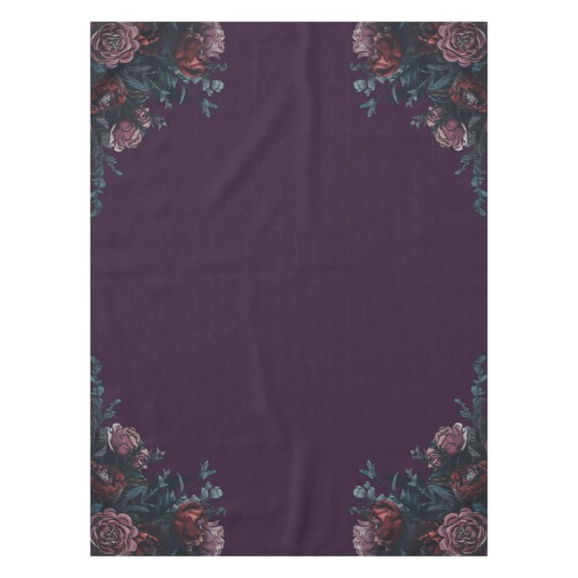 Dark Lila Floral Elegante Wedding Maroon Mauve Tischdecke (Vorderseite)