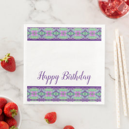 Dark Lila Floral Paper Dinner Napkin Serviette