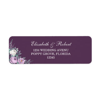 Dark Lila Floral Return Address Label
