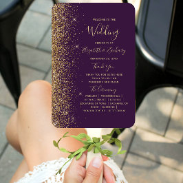 Dark Lila Gold Glitzer Edge Wedding Program Fächer