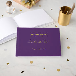 Dark Lila Gold Real Foil Wedding Guest Book Gästebuch
