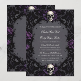Dark Lila Gothic Boho Blumenschmuck Hochzeit Einladung
