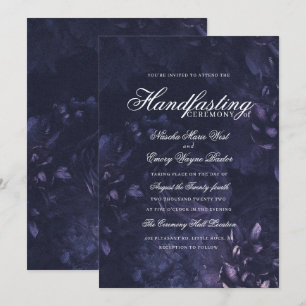 Dark Lila Gothic Boho Floral Handfasting Einladung