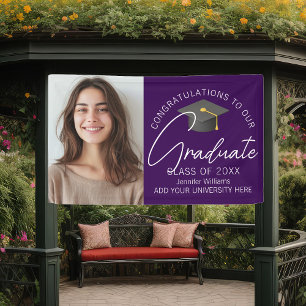 Dark Lila Graduate Foto 2025 Graduation Party Banner