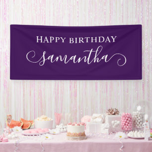 Dark Lila Happy Birthday Niedlich Curl Name Banner