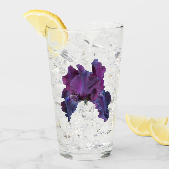Dark Lila Iris Bloom Floral Glas (Vorderseite Ice)