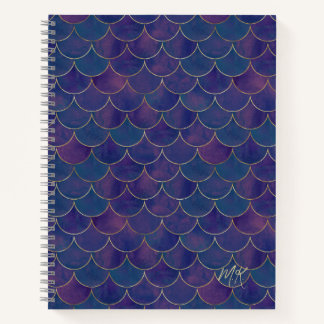 Dark Lila Monogram Mermaid Notebook Notizbuch