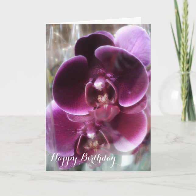 Dark Lila Moth Orchids Karte (Vorderseite)