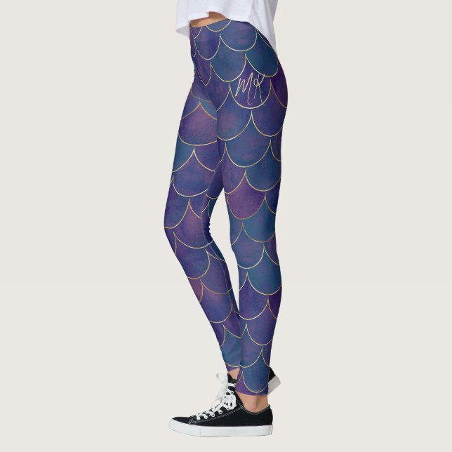 Dark Lila Personalisiert Mermaid Leggings (Links)