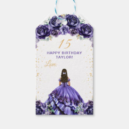 Dark Lila Princess Quinceañera Happy Birthday Geschenkanhänger