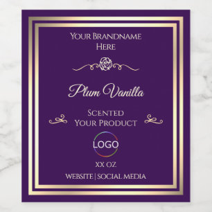 Dark Lila Product Label Gold Frame mit Logo Weinetikett