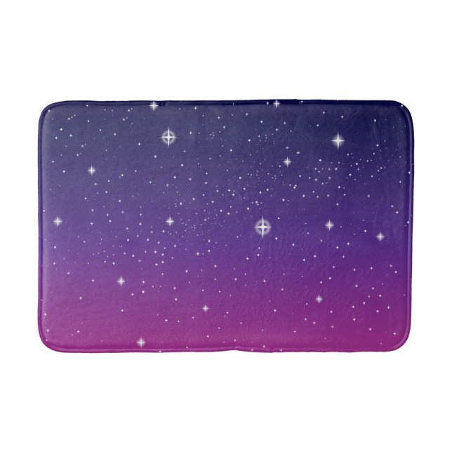 Dark Lila Starry Night Sky Badematte (Vorderseite)