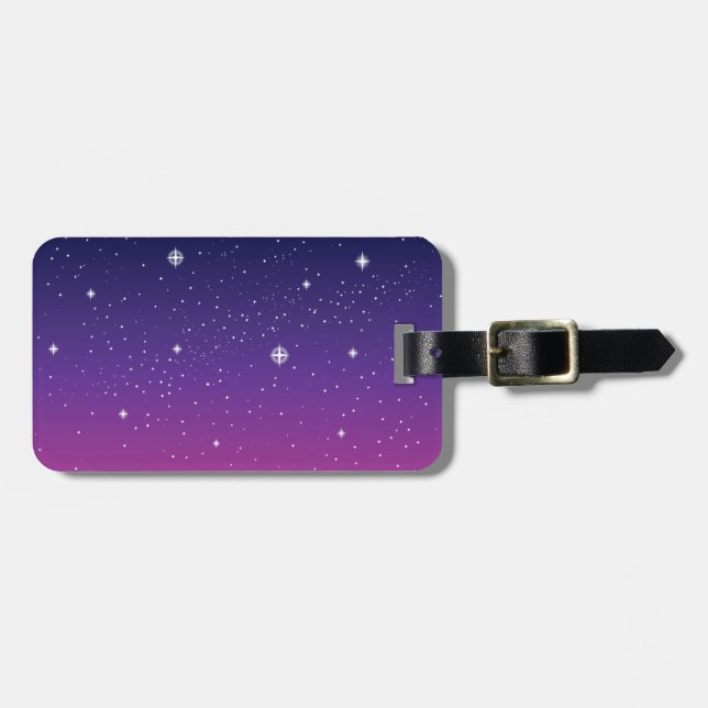 Dark Lila Starry Night Sky Gepäckanhänger (Vorderseite horizontal)