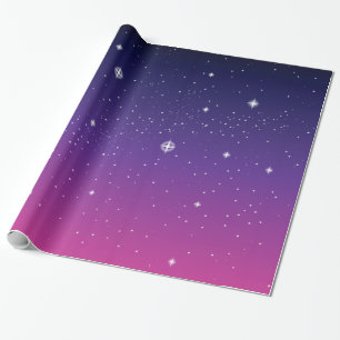 Dark Lila Starry Night Sky Geschenkpapier