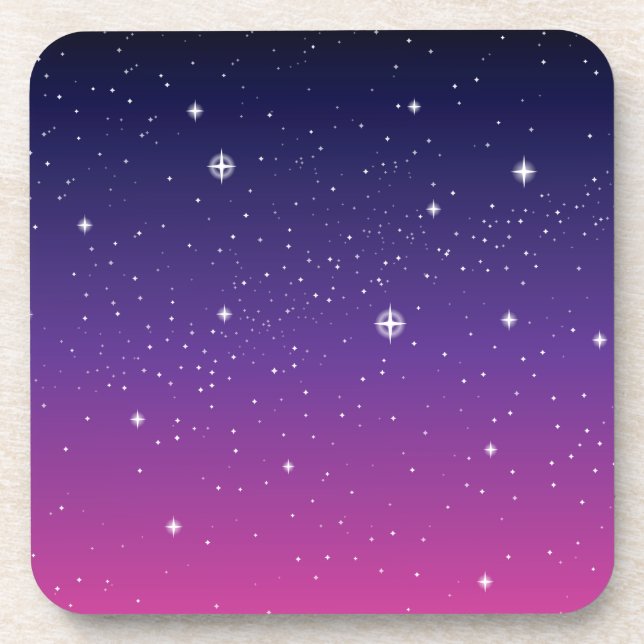 Dark Lila Starry Night Sky Getränkeuntersetzer (Vorderseite)