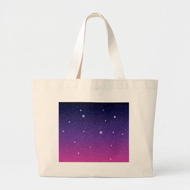 Dark Lila Starry Night Sky Jumbo Stoffbeutel (Vorne)