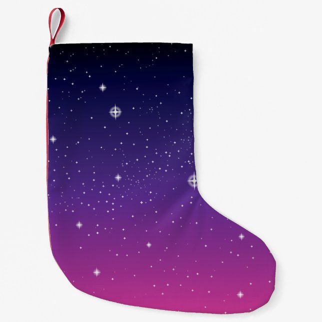 Dark Lila Starry Night Sky Kleiner Weihnachtsstrumpf (Vorderseite)