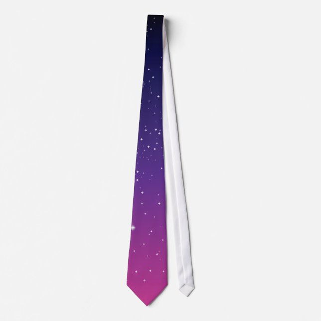 Dark Lila Starry Night Sky Krawatte (Vorderseite)