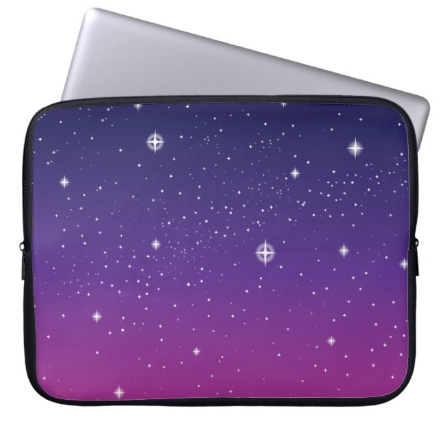 Dark Lila Starry Night Sky Laptopschutzhülle (Vorderseite)