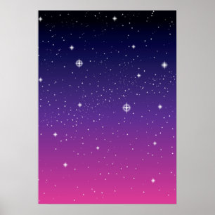 Dark Lila Starry Night Sky Poster