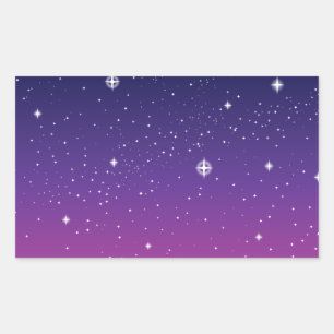 Dark Lila Starry Night Sky Rechteckiger Aufkleber