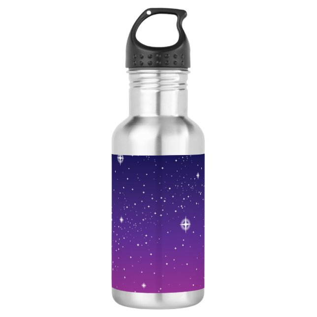 Dark Lila Starry Night Sky Trinkflasche (Vorderseite)