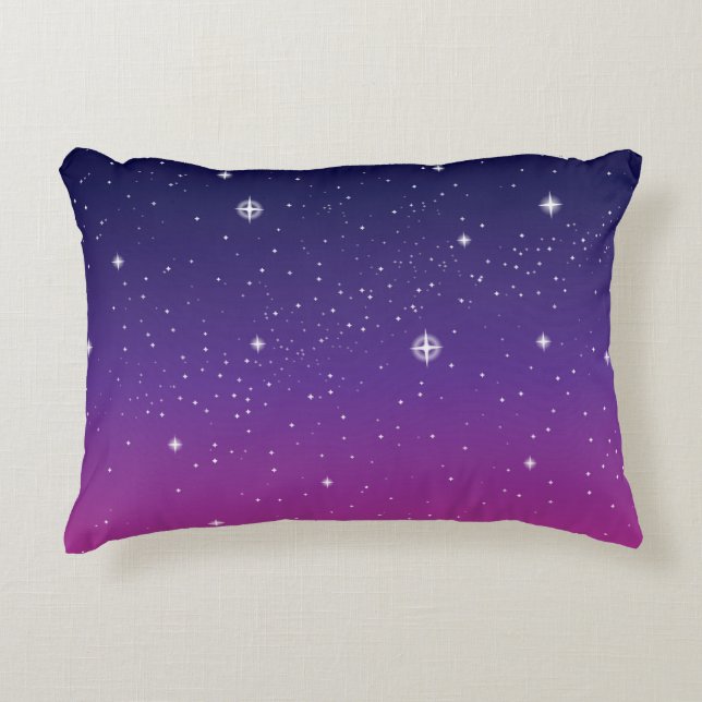 Dark Lila Starry Night Sky Zierkissen (Vorderseite)