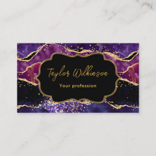 Dark Lila und Gold Sequins Agate Visitenkarte