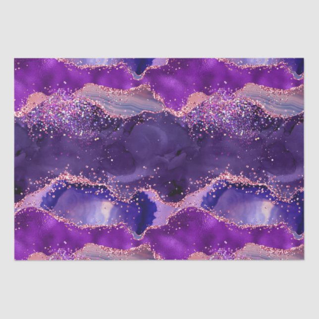Dark Lila und Pink Glitzer Sequins Agate Seidenpapier (Vorderseite)