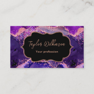 Dark Lila und Pink Sequins Agate Visitenkarte