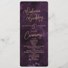 Dark Lila Watercolor Rose Gold Wedding Program Programm