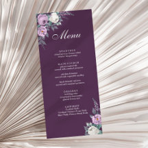 Dark Lila Wedding Menu Card
