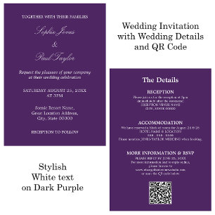 Dark Lila Wedding QR Code UAWG Einladung