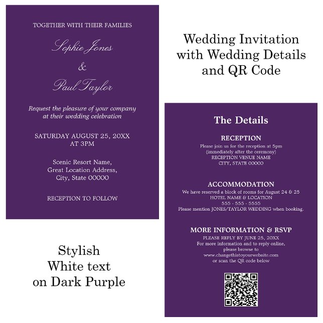Dark Lila Wedding QR Code UAWG Einladung (Von Creator hochgeladen)