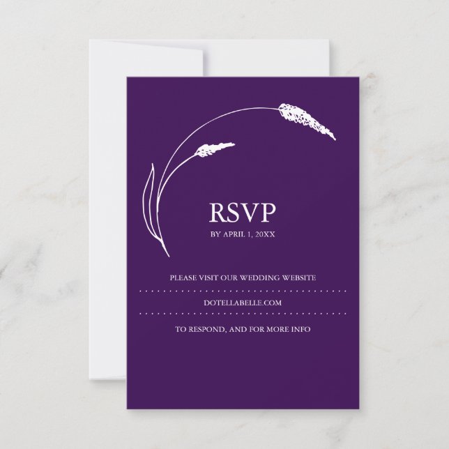 Dark Lila Wedding Theme RSVP Card Karte (Vorderseite)