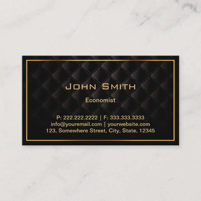 Dark Luxe Gold Border Economist Business Card Visitenkarte (Vorderseite)