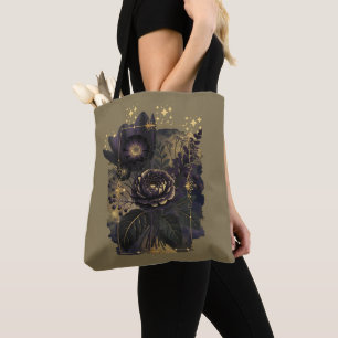 Dark Magical Floral Bouquet in Golden Frame