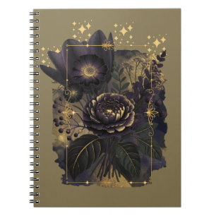 Dark Magical Floral Bouquet in Golden Frame Notizblock